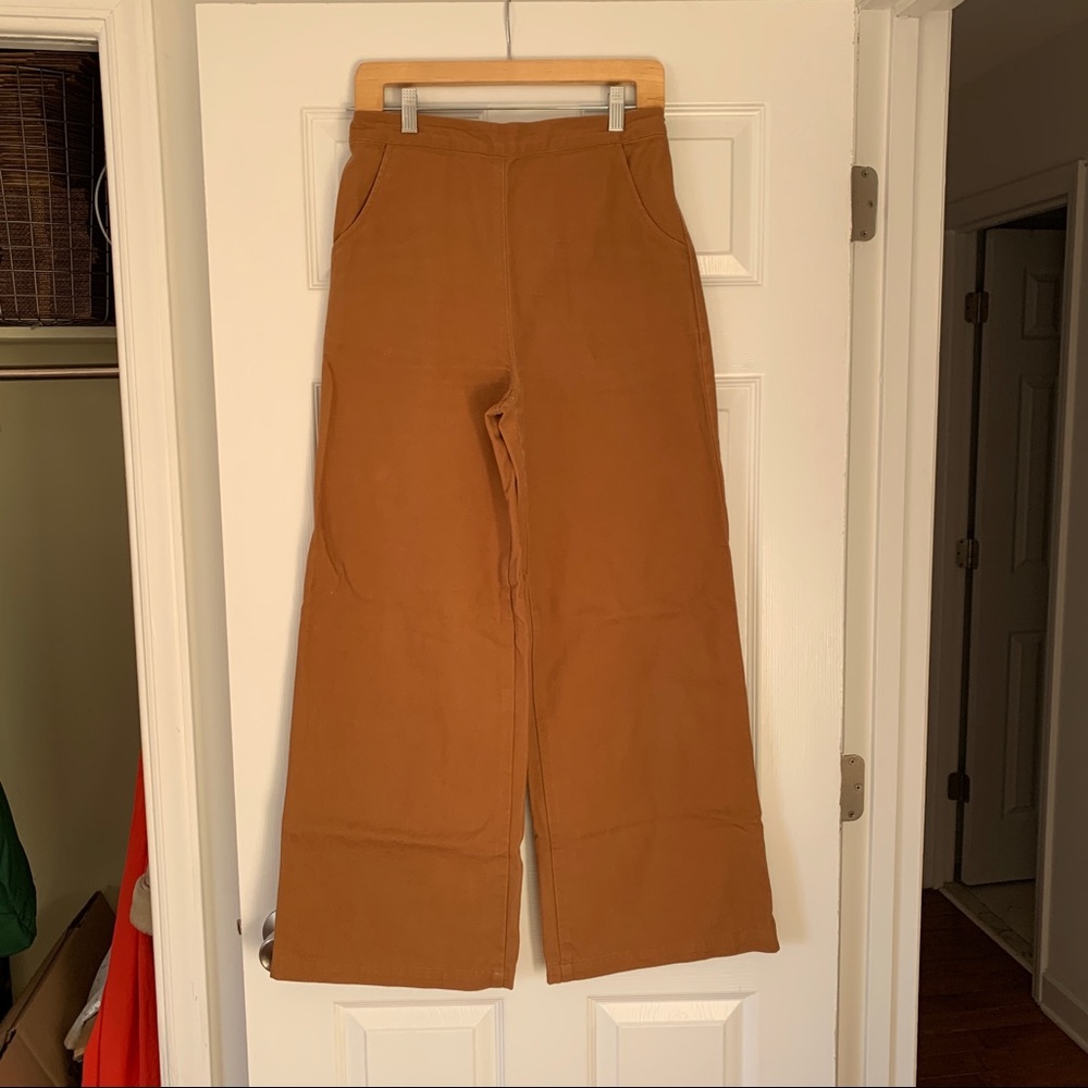 Two Fold Clothing Custom Rust Brown Full Length Wide Leg Pants Size Medium